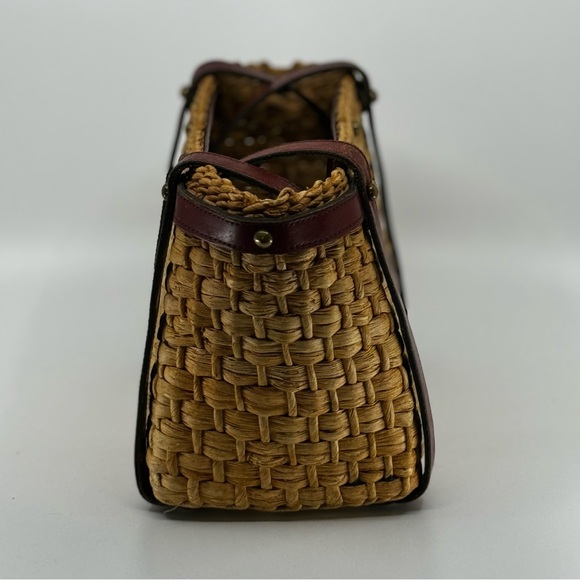 RARE Vintage 60s/70s ETIENNE AIGNER Handmade Straw Leather Satchel Handbag - Picture 4 of 14